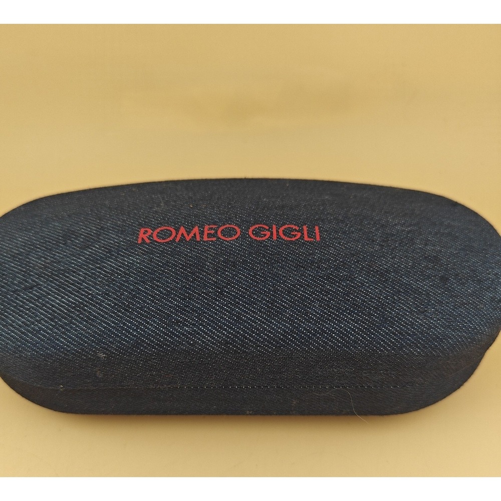 Romeo Gigli Eyeglass Case Vintage Denim Hard Shell Red Logo